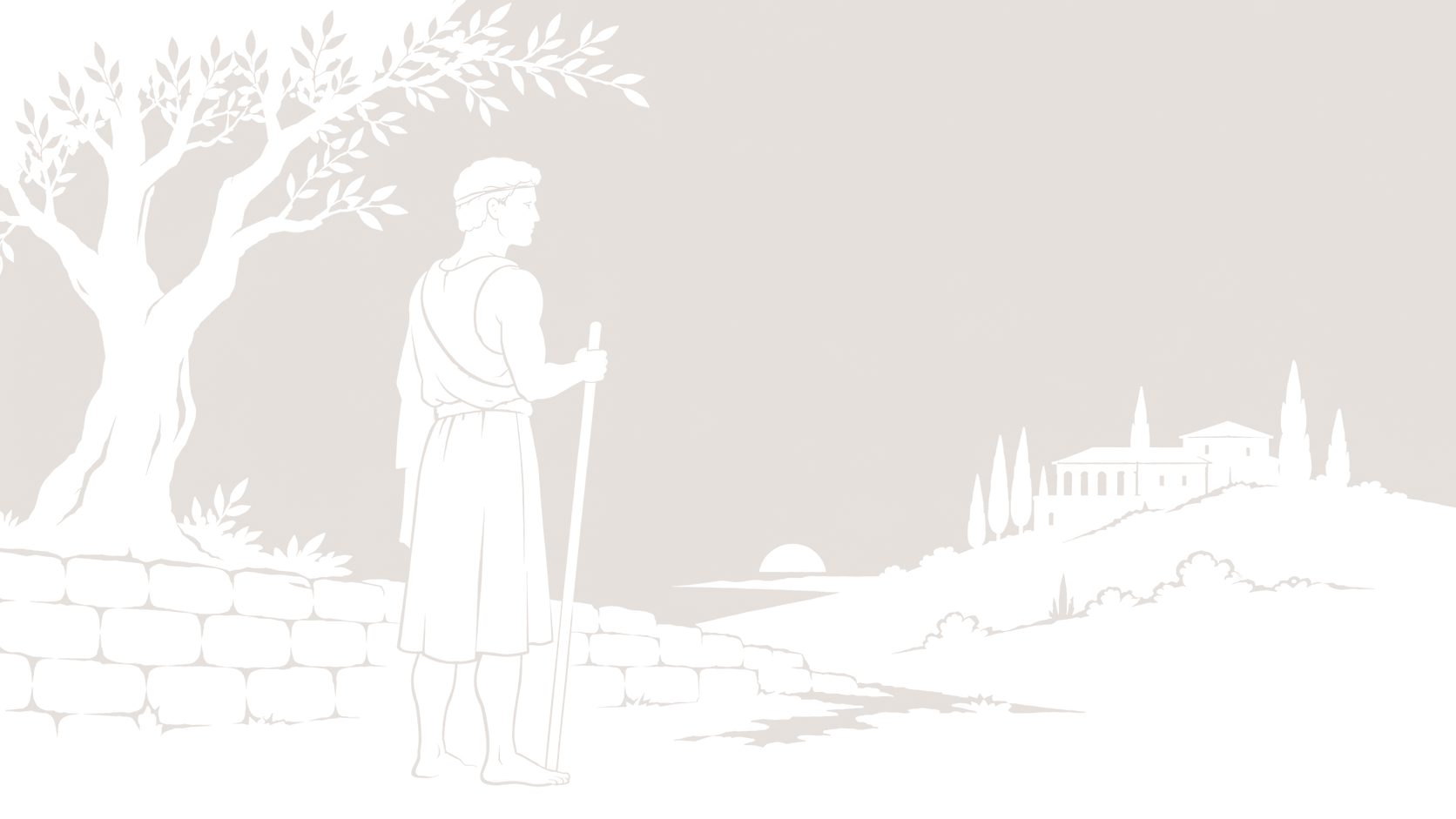 Eumaeus tending an estate at dusk